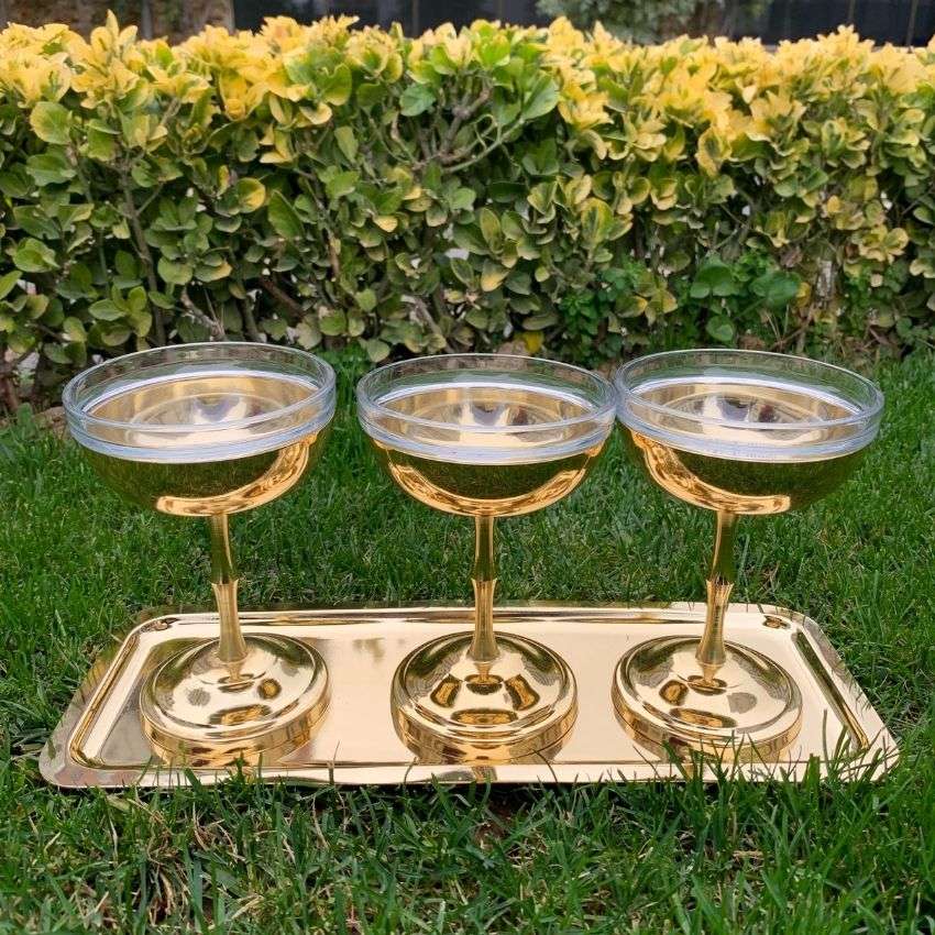 Gold Kaplama Ayaklı Dondurmalık Gold Renk 3 Adet Masso Home Ev