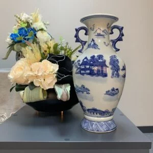 Dekoratif Bleu Blanc Vazo